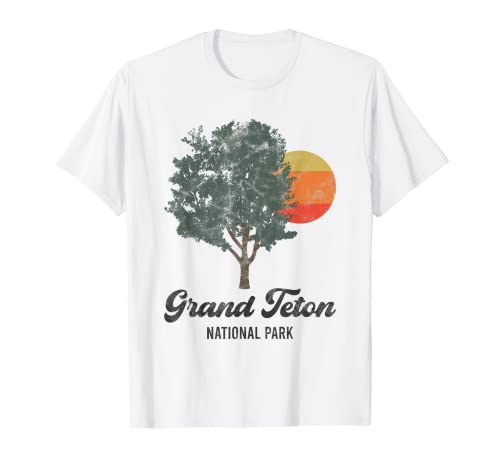 Retro Grand Teton Parque Nacional Vintage Senderismo Camping Camiseta