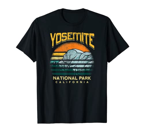 Retro Puesta de sol Yosemite Parque Nacional El Capitan Camiseta