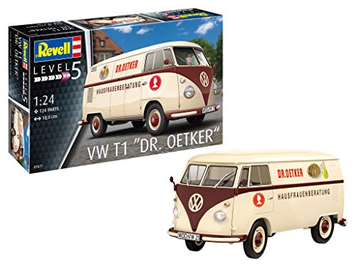 Revell 07677 Volkswagen T1 Bus Dr. Oetker Kit de Modelo 1:24 Escala, Color sin barnizar