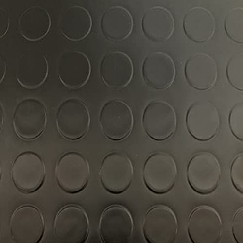 Revestimiento de Caucho Antideslizante | Suelo de Goma PVC Negro 1mm Diseño Botones (140_x_100 CM)