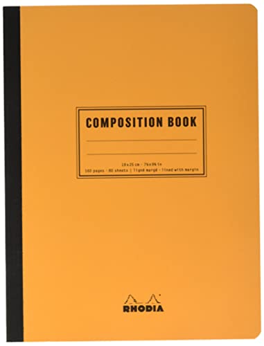 RHODIA 119248C - Cahier Souple Dos Toilé Composition Book Orange - B5 - Ligné - 160 pages - Papier Clairefontaine Blanc 80 g/m² - RHODIA Classic
