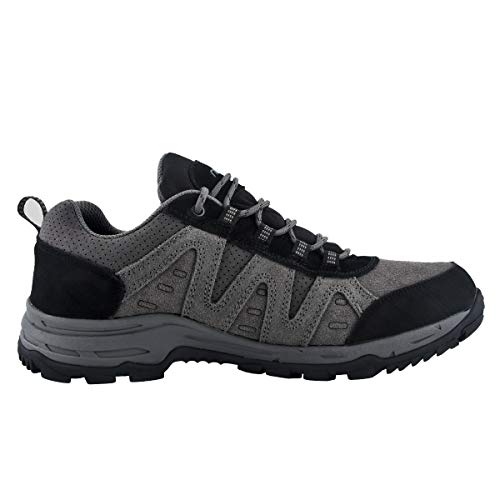 riemot Zapatillas Trekking para Mujer y Hombre, Zapatos de Senderismo Calzado de Montaña Escalada Aire Libre Impermeable Ligero Antideslizantes Zapatillas de Trail Running, Hombre Gris Negro 42 EU