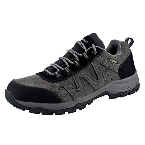 riemot Zapatillas Trekking para Mujer y Hombre, Zapatos de Senderismo Calzado de Montaña Escalada Aire Libre Impermeable Ligero Antideslizantes Zapatillas de Trail Running, Hombre Gris Negro 42 EU