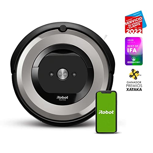 Robot aspirador con conexión Wi-Fi iRobot Roomba e5154 con dos cepillos de goma multisuperficie - Ideal para mascotas - Sugerencias personalizadas - Compatible con asistente de voz - Depósito lavable