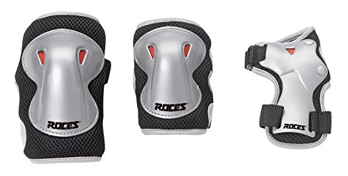 Roces Schutzausrüstung JR Super 3 Pack Protecciones para los Patinadores, Unisex, Negro/Gris