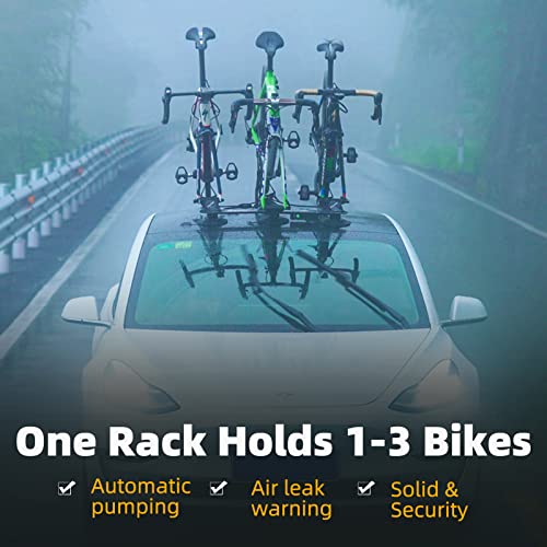 ROCKBROS Portabicicletas Eléctrico de Ventosa Techo de Coche, Portabicis para MTB Bicicleta Carretera 1-3 Bicicletas