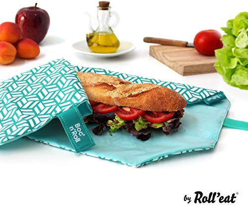 Roll'eat - Pack 2 Unidades, Boc’n’Roll Tiles Verde y Snack'n' Go Kids Piratas Azul | Envoltorio Porta Bocadillos + Bolsa Merienda Porta Sandwich, Reutilizables y Ecológicos sin BPA