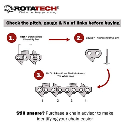 Rotatech - Cadena para motosierra (2 unidades, 50,8 cm, 76 bares, aceite original de 1 litro), 2 Chains