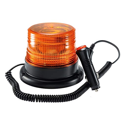 Rotativo Luz LED estroboscópica, faro intermitente de advertencia de emergencia ámbar magnético para camión o vehículo con enchufe para mechero de coche de 12-80V