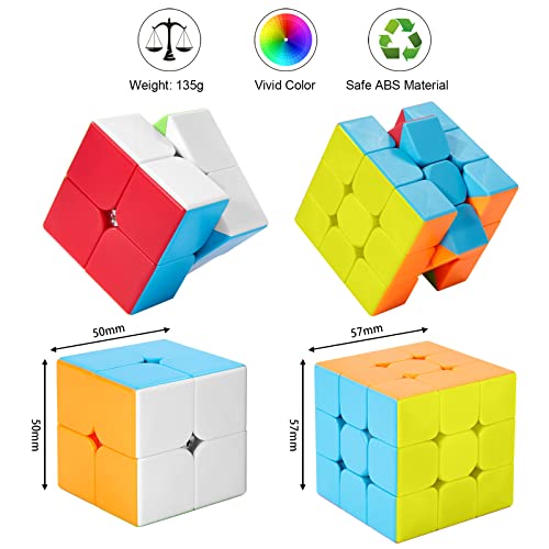 ROXENDA Speed Cube Set, Cubos de Velocidad 2x2 3x3, Fácil de Tornear y Liso Jugar, Cubo de Velocidad para Principiantes y Pro, Stickerless