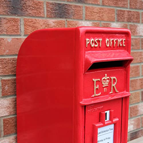 Royal Mail Buzón de Correos Rojo Buzón de Hierro Fundido Ensamblaje Pared con Cerradura para Oficina de Correos