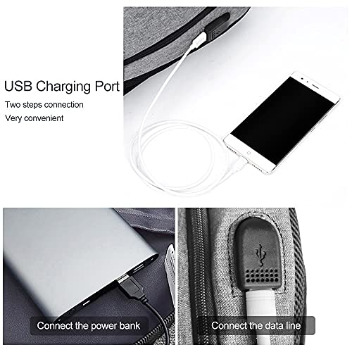 Roysmart Mochila para portátil y escolar, para hombre, con puerto de carga USB, resistente al agua, ligera, minimalista, para negocios, camping al aire libre, 15 pulgadas (gris)
