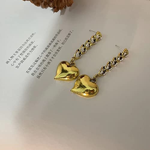 S925 Pendientes de cadena de amor de viento frío de aguja de plata de Corea Pendientes de todo fósforo de lujo ligero