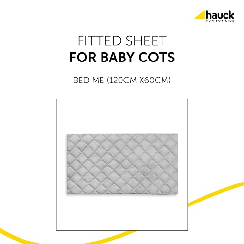 Sábana bajera Hauck 120 x 60 cm Bed Me / sábana bajera ajustable para cuna / cama infantil / transpirable / regulador de temperatura / acolchado suave / gris