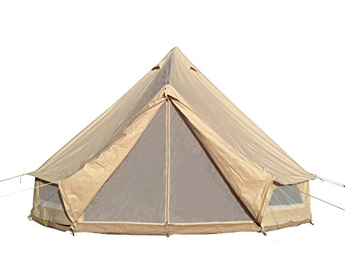 Safari Camping Impermeable Bell Tienda de campaña Bell con Cremallera en Suelo (Tienda de Lona (Beige), Diameter5m)