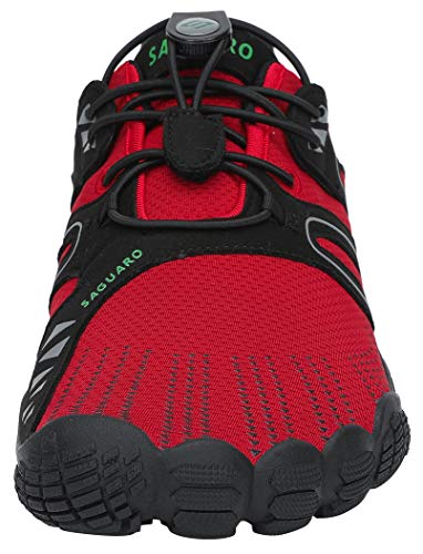 SAGUARO Hombre Mujer Barefoot Zapatillas de Trail Running Escarpines de Deportes Acuaticos Transpirable Calzado Minimalista para Fitness Entrenamiento Gimnasio, Rojo Rubí 42 EU