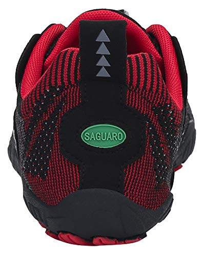 SAGUARO Hombre Mujer Barefoot Zapatillas de Trail Running Zapatos Minimalista de Deporte Cómodas Ligeras Calzado de Correr en Montaña, Rojo 46 EU