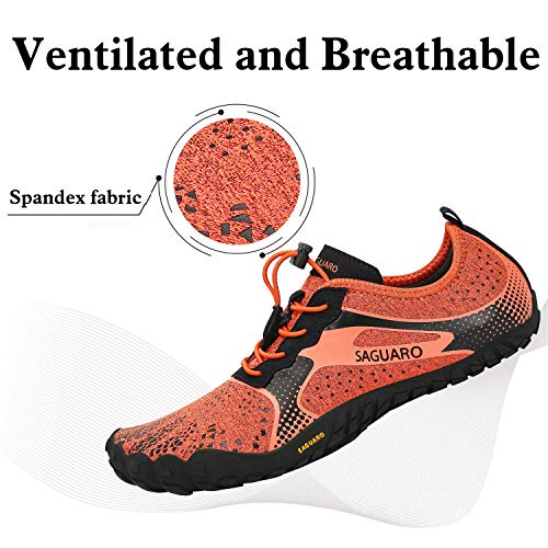 SAGUARO Minimalistas Zapatillas de Barefoot Trail Running para Mujer Antideslizante Five Fingers Calzado Minimalista Portland Orange 38 EU