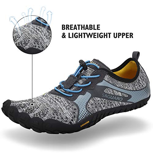 SAGUARO Secado Rápido Zapatos de Agua para Hombres Mujeres Respirable Suave Adulto Zapato de Natación Verano Ultraligero Antideslizante Zapatillas para Caminar Exterior Interior, Agua Gris 43