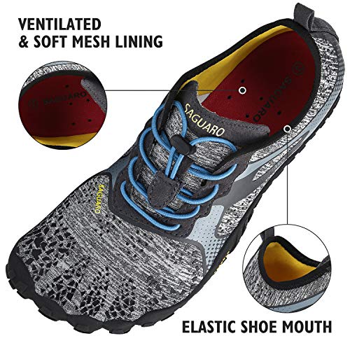 SAGUARO Secado Rápido Zapatos de Agua para Hombres Mujeres Respirable Suave Adulto Zapato de Natación Verano Ultraligero Antideslizante Zapatillas para Caminar Exterior Interior, Agua Gris 43