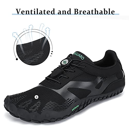 SAGUARO Zapatillas Minimalistas Hombre Mujer Zapatillas de Trail Respirables Zapatillas de Barefoot Ligera Escarpines de Agua Zapatos Running Stil: A Negro Gr.43