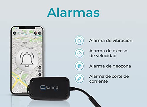 Salind GPS Rastreador GPS para Coche, Moto y vehículos con Tarjeta SIM, App para Android y iPhone, ubicación en Tiempo Real, Mini Localizador GPS con batería Interna