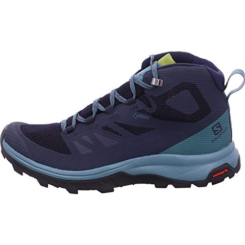 Salomon Outline Mid Gore-Tex (impermeable) Mujer Zapatos de trekking, Azul (Navy Blazer/Hydro/Guacamole), 40 EU