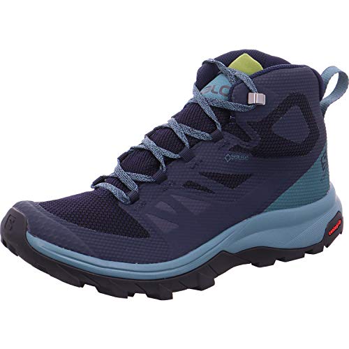 Salomon Outline Mid Gore-Tex (impermeable) Mujer Zapatos de trekking, Azul (Navy Blazer/Hydro/Guacamole), 40 EU