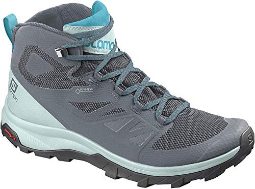 SALOMON Shoes Outline Mid GTX, Botas de Hiking Mujer, Gris (Stormy Weather/Icy Morn/Bluebird), 38 EU