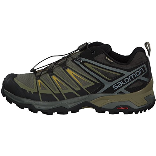 Salomon X Ultra 3 Gore-Tex (impermeable) Hombre Zapatos de trekking, Gris (Castor Gray/Beluga/Green Sulphur), 45 ⅓ EU