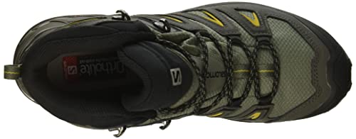 Salomon X Ultra 3 Mid Gore-Tex (impermeable) Hombre Zapatos de trekking, Gris (Castor Gray/Black/Green Sulphur), 45 ⅓ EU
