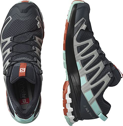 Salomon XA Pro 3D V8 Mujer Zapatos de trail running, Negro (Ebony/Yucca/Mec Orange), 38 2/3 EU