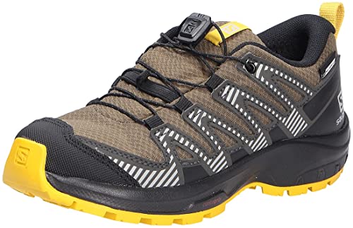 Salomon XA Pro V8 Climasalomon Waterproof (impermeable) unisex-niños Zapatos de trail running, Verde (Olive Night/Black/Sulphur), 29 EU