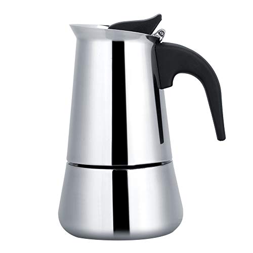 Samfox Coffee Pot, Mocha Pot portátil de acero inoxidable Moka Espresso Maker para el hogar(100ml)