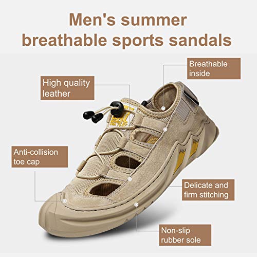 Sandalias de Verano Senderismo para Hombre Verano Playa Deportivas Zapatos Trekking Transpirable Zapatillas Ajustable Hebilla Strap Suede (Blanco, numeric_39_point_5)