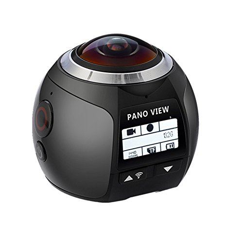 Sansnail V1 Cámara de acción de 360 grados panorámica 2448 * 2448 30fps Ultra HD Video impermeable Cámaras Deportiva 4k Wifi Sport Cam Driving VR Camera (negro)
