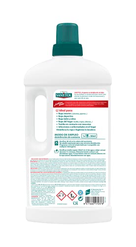 Sanytol – Desinfectante Textil, Elimina Gérmenes y Malos Olores de la Ropa Sin Lejía - Pack de 4 x 1200 ML = 4,8L
