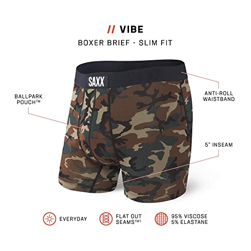 SAXX Underwear Co. Calzoncillos Boxer Calzoncillos Boxer Vibe con Ropa Interior de Apoyo incorporada X-Grande Bosque