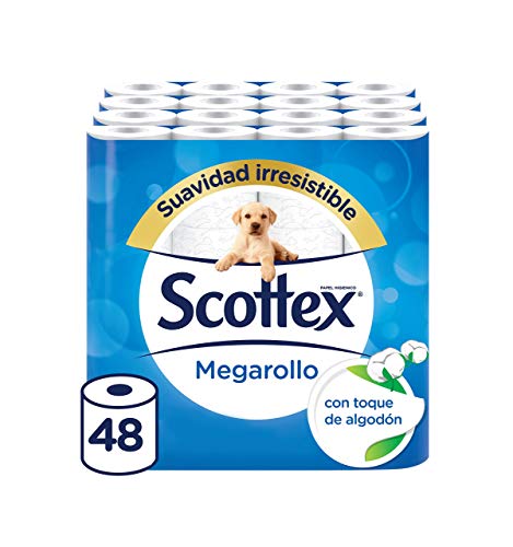 Scottex Megarollo Papel Higiénico, 48 Megarollos (equivale a 96 rollos estándar)