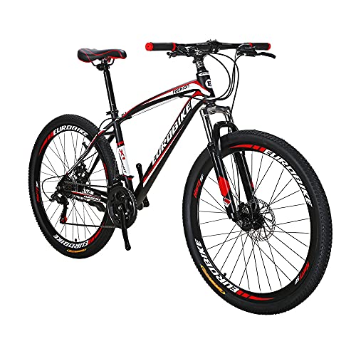 SD X1 Bicicleta de montaña para adultos 17 pulgadas marco de acero 27.5 pulgadas rueda freno disco 21 velocidad sistema de engranajes suspensión delantera MTB bicicleta (Muti habló rueda negra)