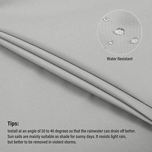 Sekey Toldo Vela de Sombra Rectangular PES Impermeable Protección Rayos UV, Resistente para Patio, Exteriores, Jardín,con Cuerda Gris Claro 2×4m