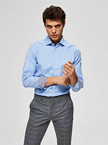 SELECTED HOMME Shdonenew-Mark Shirt LS Noos Camisa, Azul (Light Blue), XX-Large para Hombre