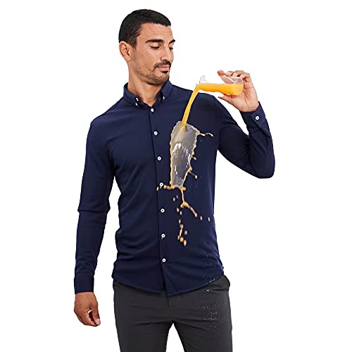 Sepiia Antiarrugas Antimanchas Reciclada Camisa Casual para Hombre