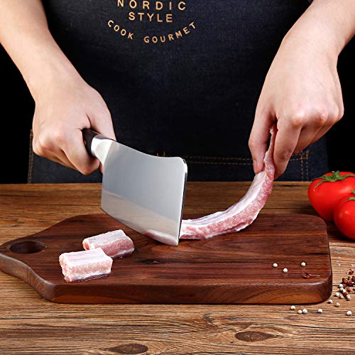 SHAN ZU Macheta de Cocina Cuchillo de Carnicero Huesos 17.8cm Hacha de Carnicero Cuchilla Engrosada de 21 ° para Cortar Huesos- Classic Series