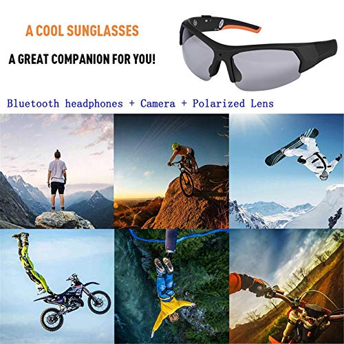 SHEDE Gafas de sol con Bluetooth, portátil, cómoda cámara deportiva 1080P HD, grabadora de vídeo para escalada al aire libre