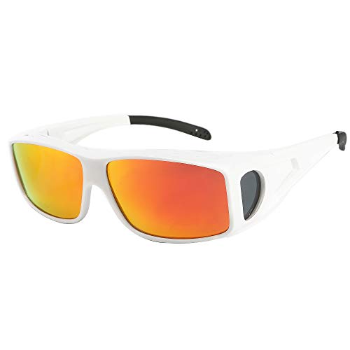 SHEEN KELLY Conducción Gafas de Sol Polarizadas Rectangular Fit Over Glasses con Protector Lateral Lente de Conducción Protección de Abrigo