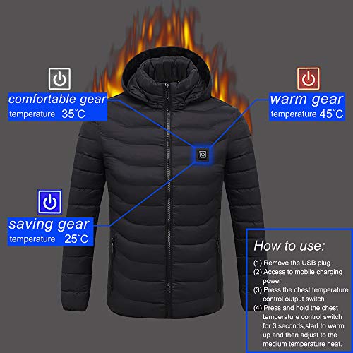 Sidiou Group - Chaqueta con calefacción eléctrica con ropa de abrigo de invierno de temperatura ajustable (energía no incluida)