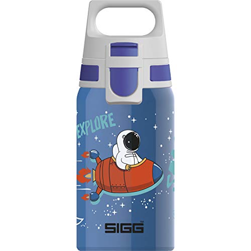 SIGG Shield One Space Cantimplora infantil (0.5 L), botella de acero inoxidable con tapón hermético, botella para niños para usar con una mano