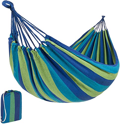 Signstek - Hamaca de lona portátil con bolsa de transporte para patio, jardín, ideal para camping, playa y viajes