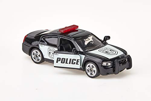 siku 1404, Coche de patrulla americano, Vehículo de juguete para niños, Metal/Plástico, Negro, Apertura de puertas